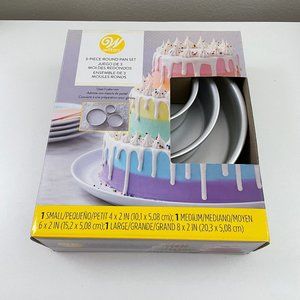 Wilton 3-piece round pan set, aluminum, 4'', 6'', and 8''
